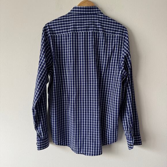 7 Diamonds Shirt Mens Shirt XL Blue White Gingham Button Long Sleeve Work Office - Picture 3 of 9